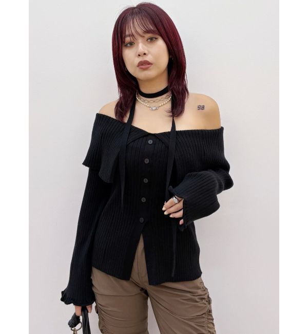 EVRIS「チョーカーオフショルニットトップス」|ニット・セーター|