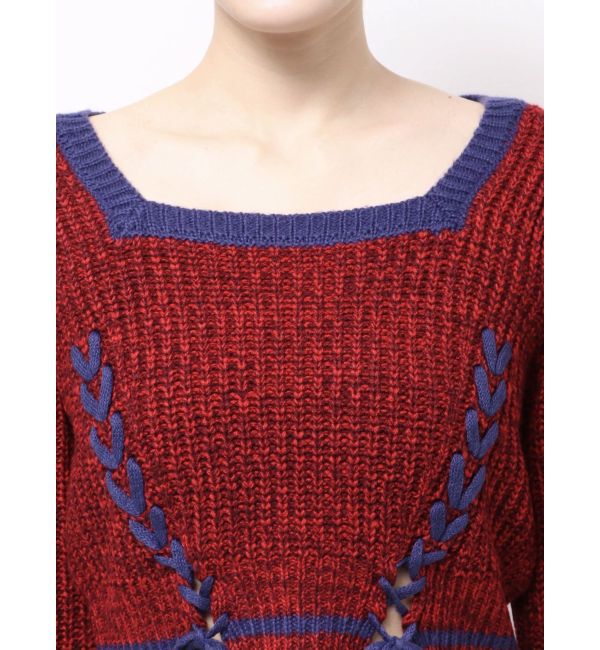 EVRIS「メランジバイカラーショートニットトップス」|ニット・セーター|