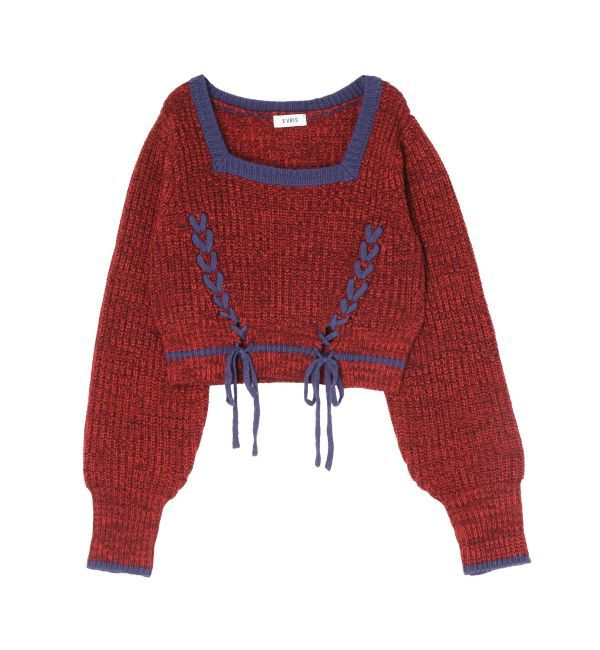 EVRIS「メランジバイカラーショートニットトップス」|ニット・セーター|