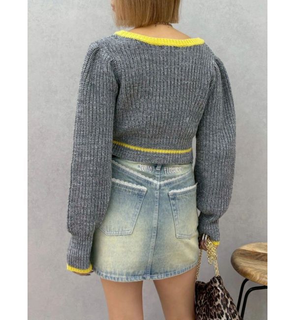 EVRIS「メランジバイカラーショートニットトップス」|ニット・セーター|