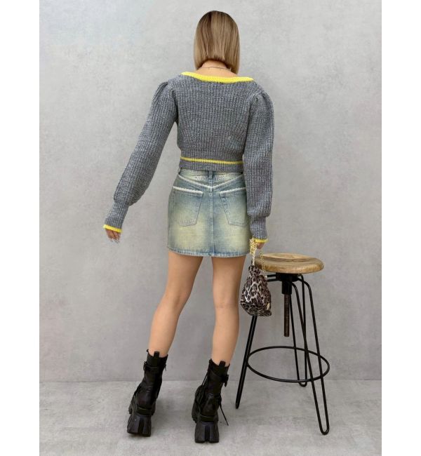 EVRIS「メランジバイカラーショートニットトップス」|ニット・セーター|