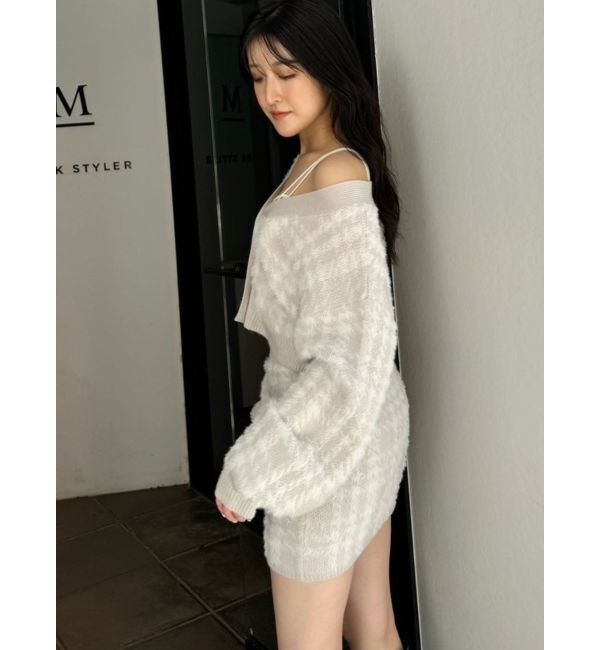 GYDA「シャギーCHECK PATTERN MIXニットスカートライクショートパンツ【SETUP着用可】」|スカート|