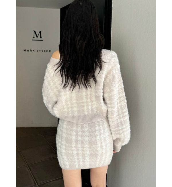 GYDA「シャギーCHECK PATTERN MIXニットスカートライクショートパンツ【SETUP着用可】」|スカート|