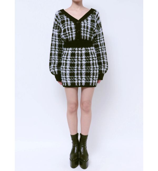 GYDA「シャギーCHECK PATTERN MIXニットスカートライクショートパンツ【SETUP着用可】」|スカート|