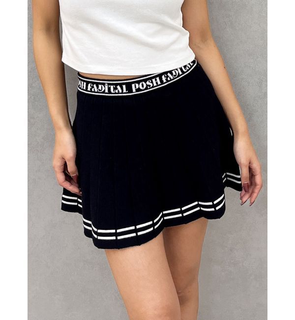 GYDA「GDニットLINEスカートライクショートパンツ」|スカート|ブラック