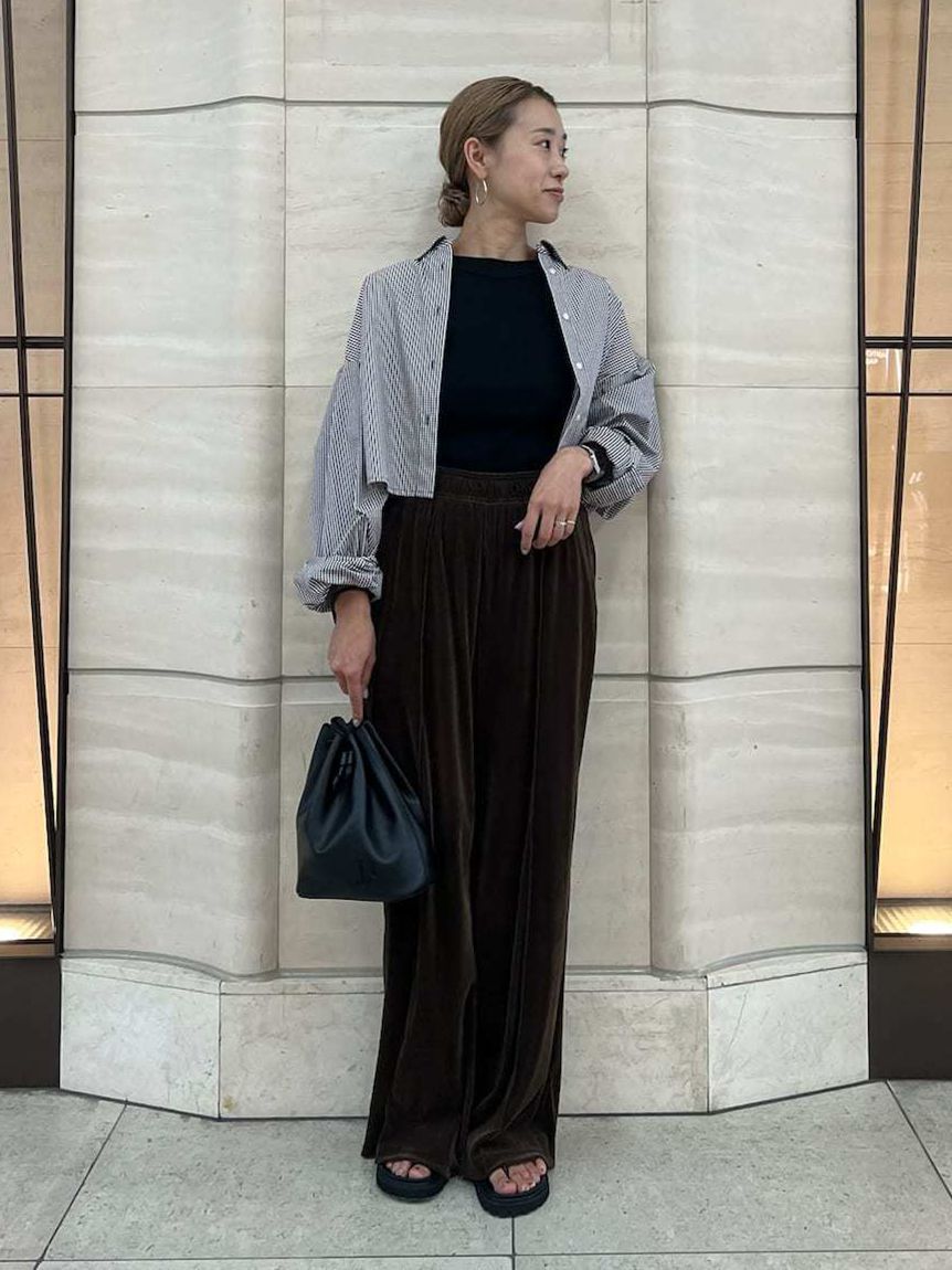 Mila Owen「【セットアップ対応】ベロアSET UPウエストゴムイージーパンツ」|チノ|