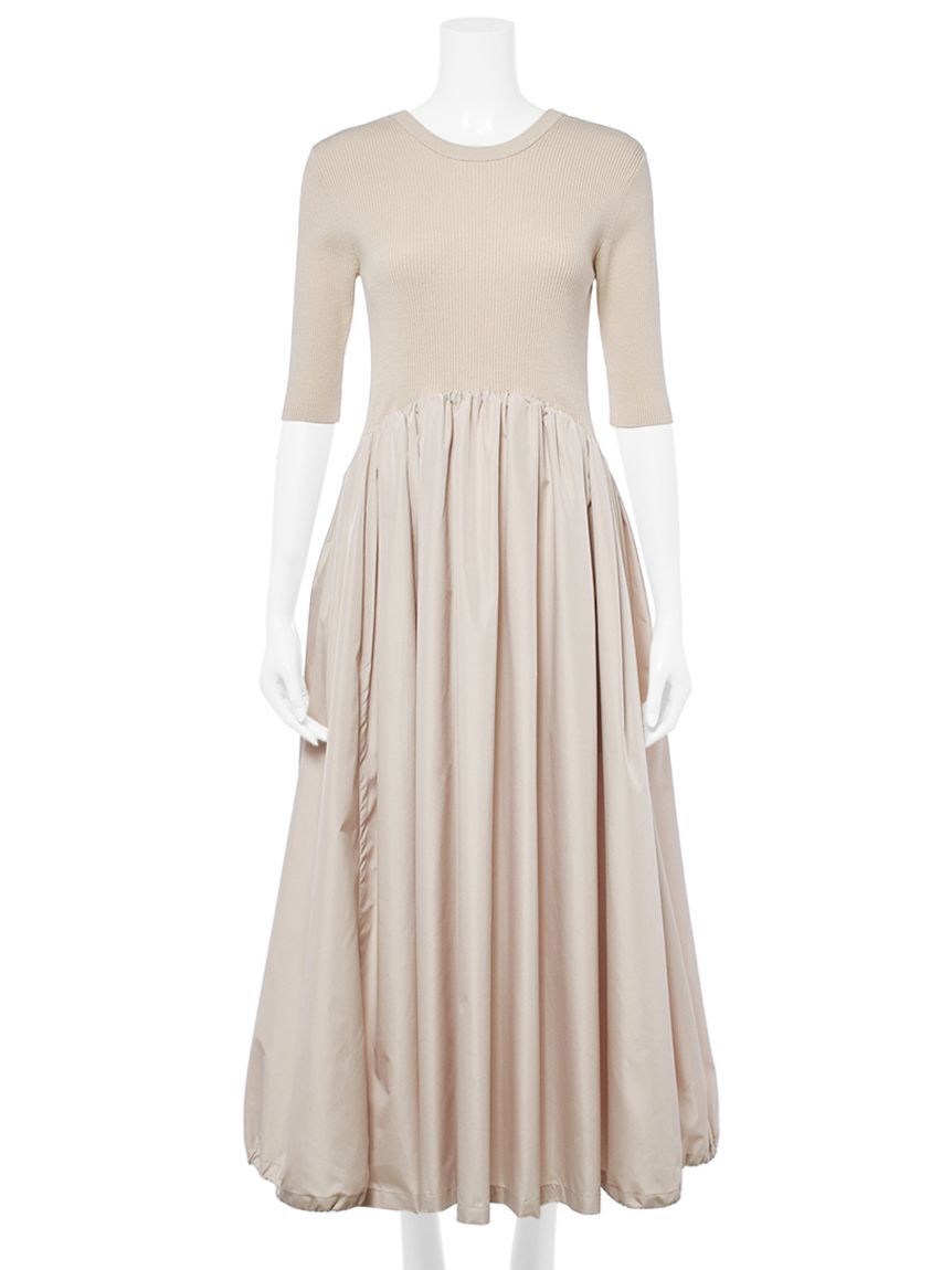 emmi atelier「ニットドッキングタフタワンピース」|ワンピース|