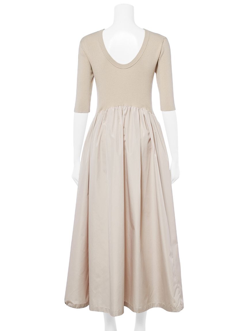 emmi atelier「ニットドッキングタフタワンピース」|ワンピース|