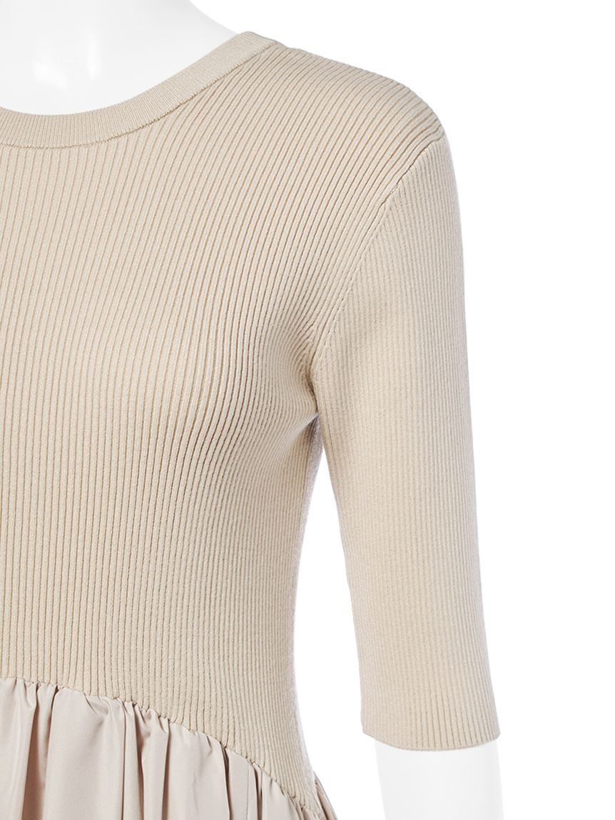 emmi atelier「ニットドッキングタフタワンピース」|ワンピース|