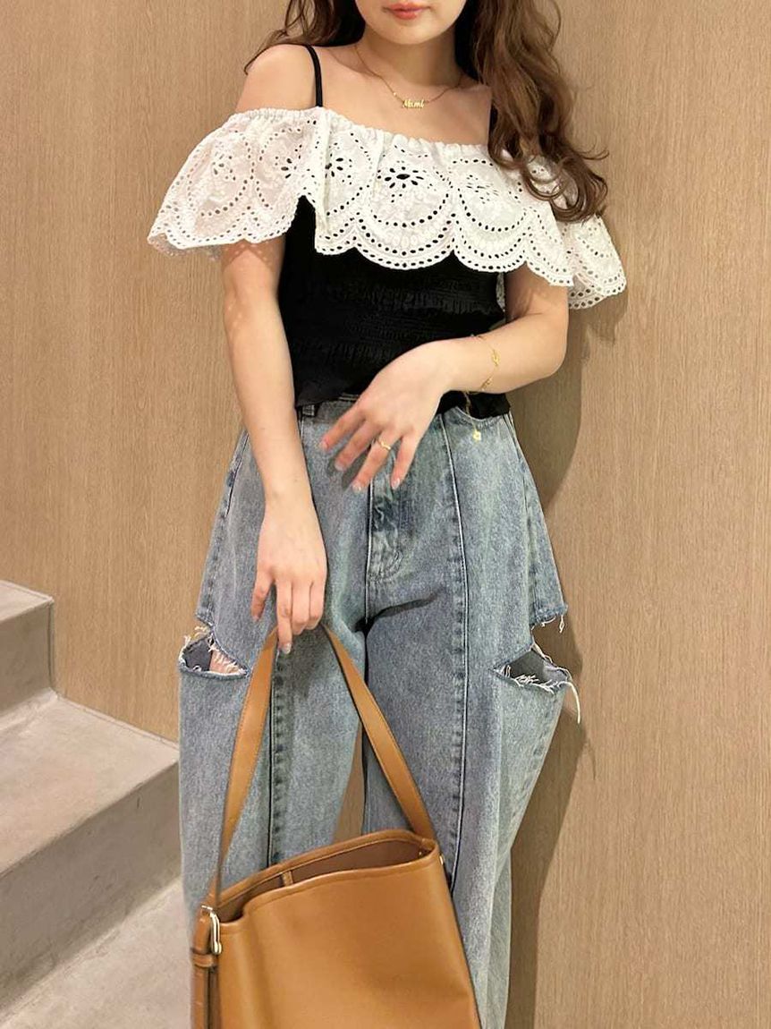 FRAY I.D「オフショルダーレースブラウス」|シャツ・ブラウス|