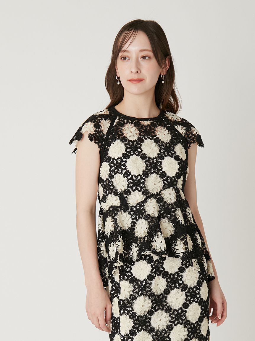 FRAY I.D「フラワータイルレースペプラムブラウス」|シャツ・ブラウス|