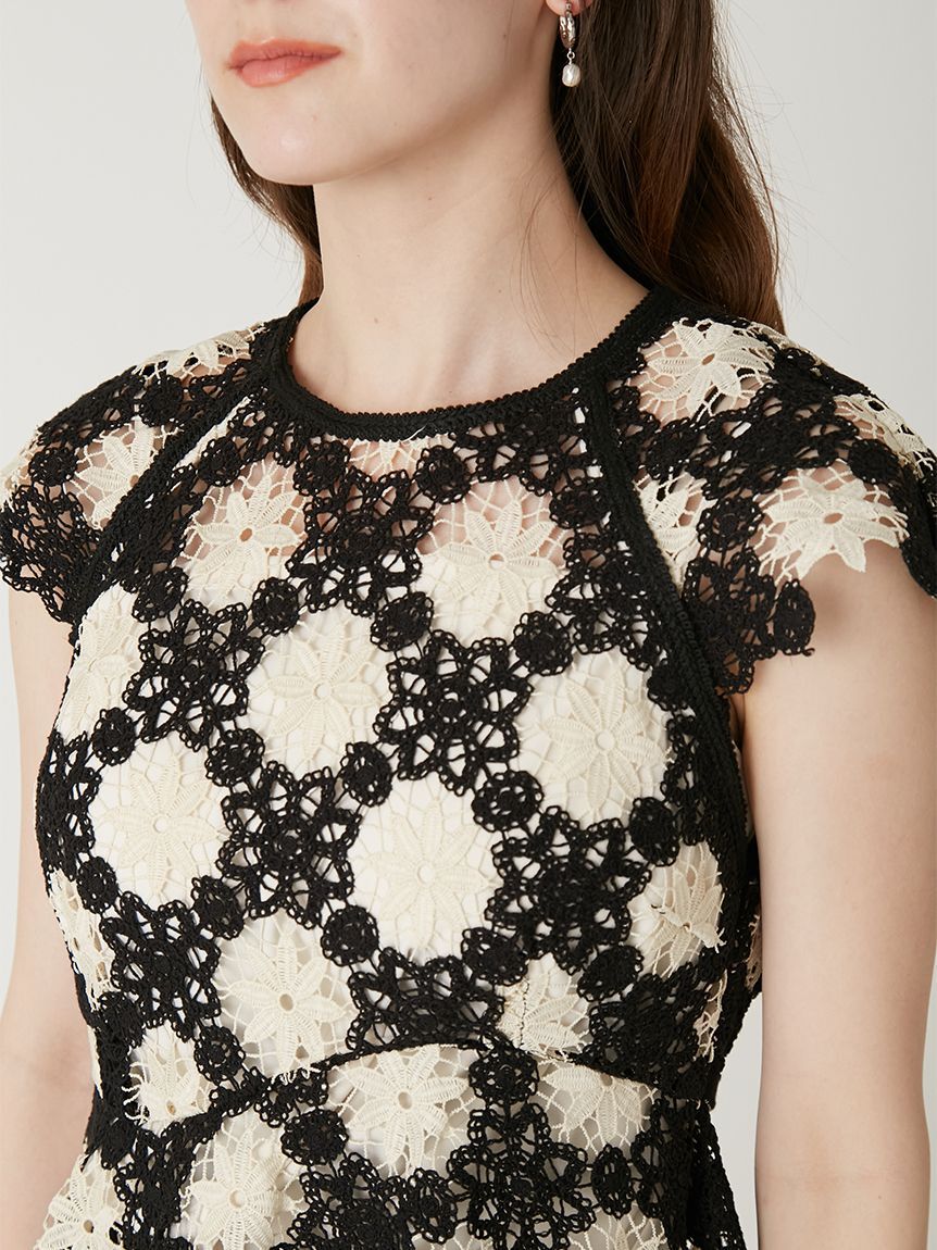 FRAY I.D「フラワータイルレースペプラムブラウス」|シャツ・ブラウス|