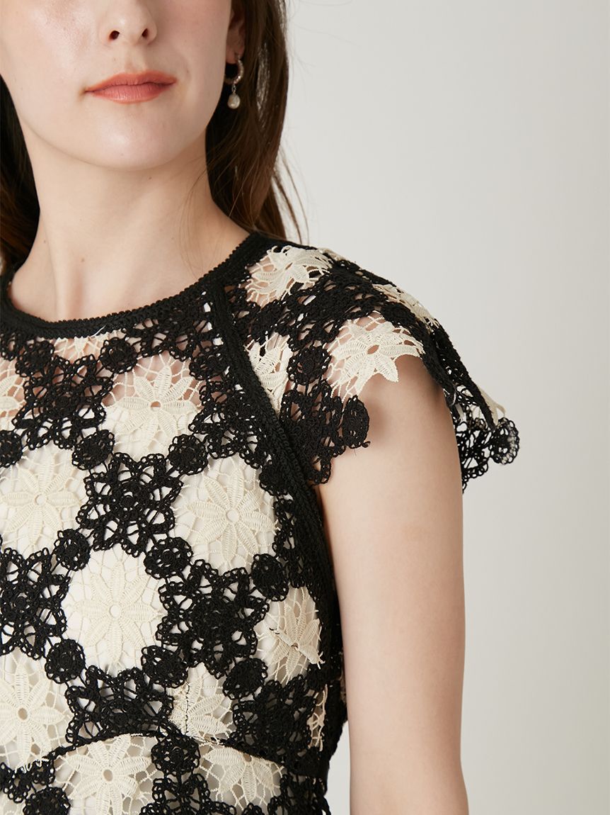 FRAY I.D「フラワータイルレースペプラムブラウス」|シャツ・ブラウス|