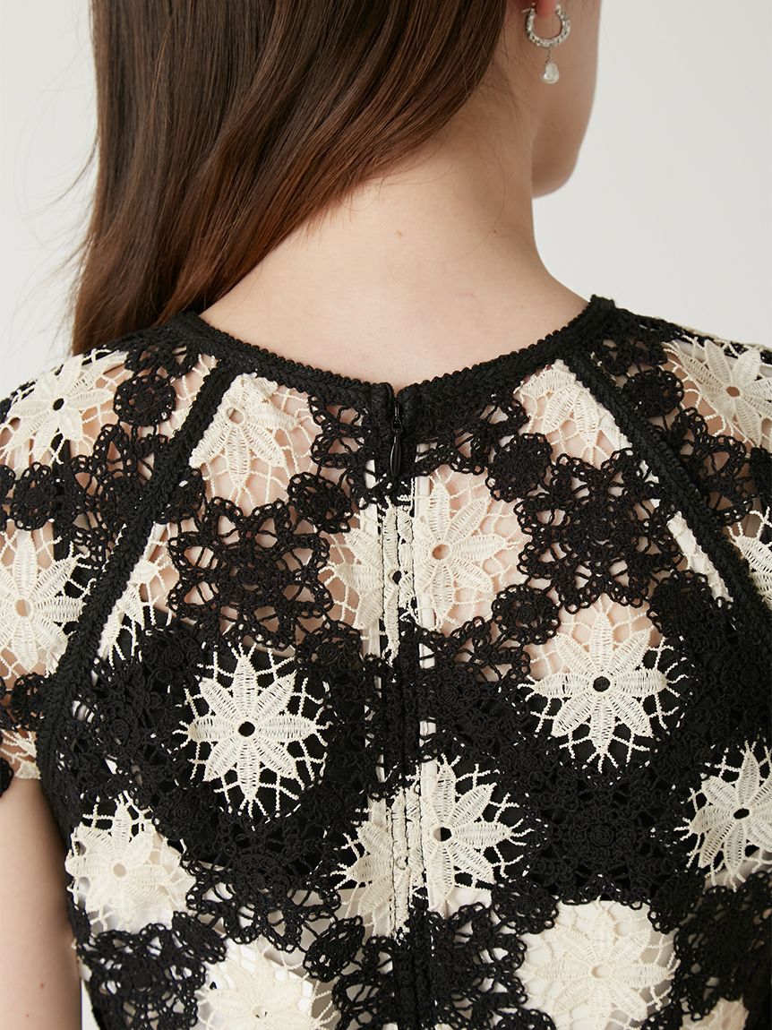 FRAY I.D「フラワータイルレースペプラムブラウス」|シャツ・ブラウス|