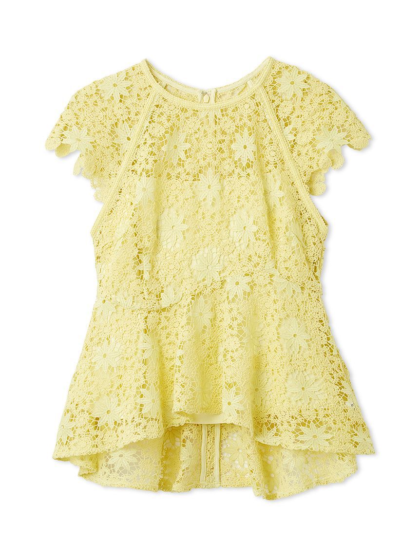 FRAY I.D「フラワータイルレースペプラムブラウス」|シャツ・ブラウス|YEL