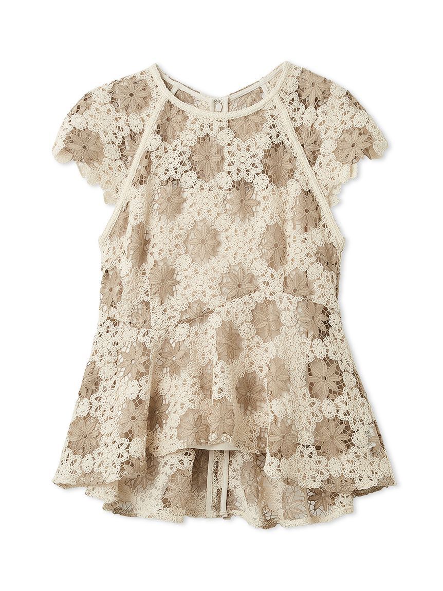 FRAY I.D「フラワータイルレースペプラムブラウス」|シャツ・ブラウス|BEG