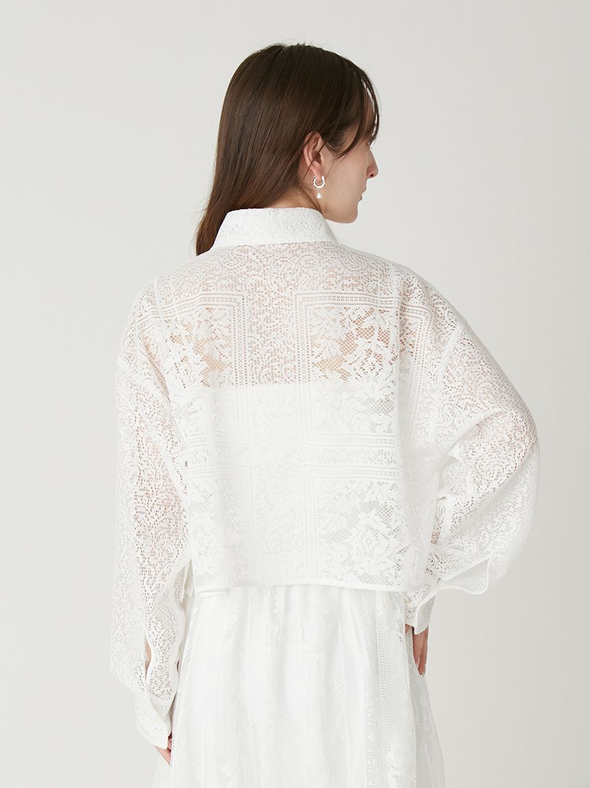 FRAY I.D「パネルレースレースクロップドシャツ」|シャツ・ブラウス|