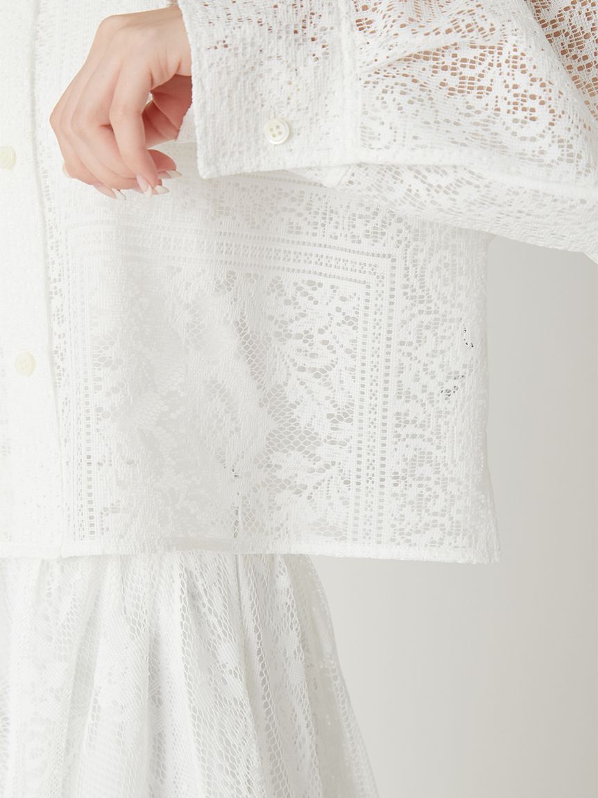 FRAY I.D「パネルレースレースクロップドシャツ」|シャツ・ブラウス|