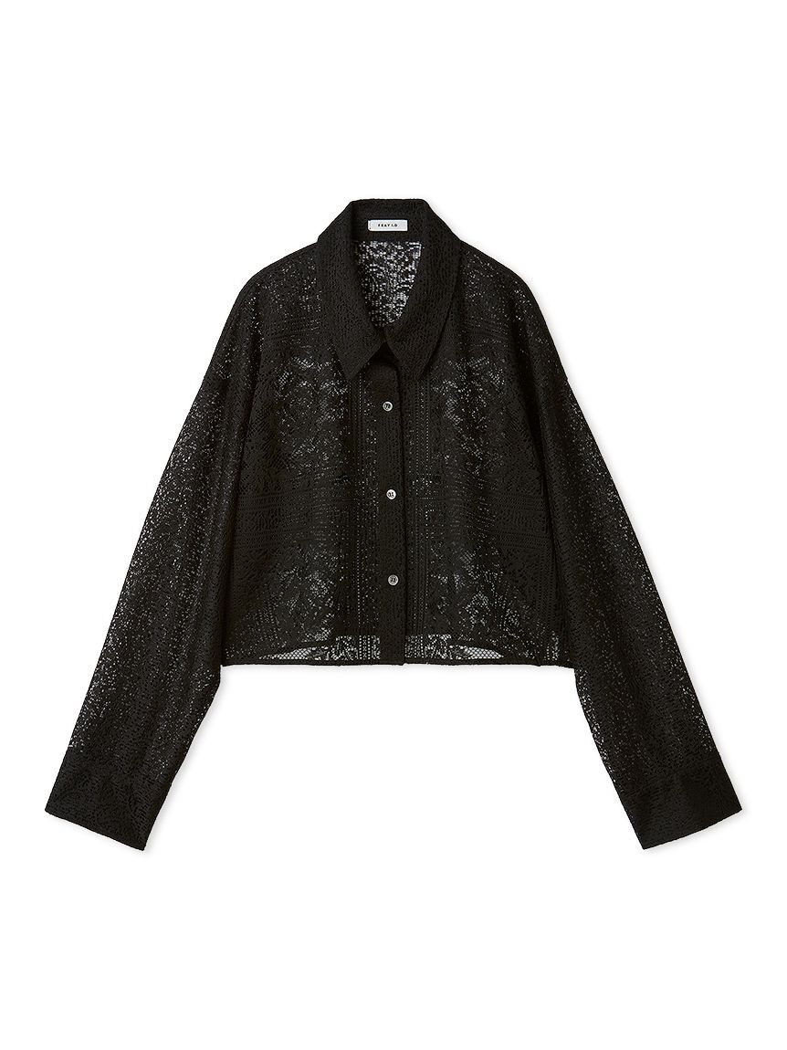 FRAY I.D「パネルレースレースクロップドシャツ」|シャツ・ブラウス|BLK