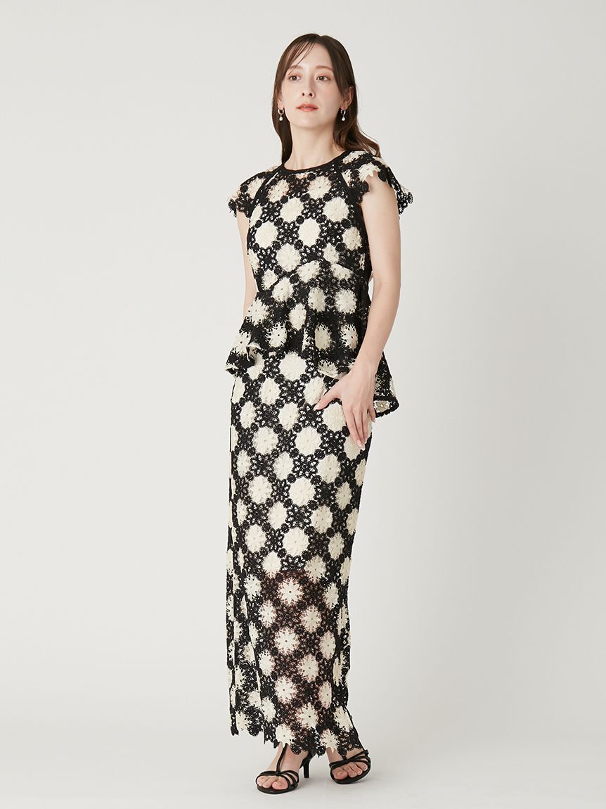 FRAY I.D「フラワータイルレースタイトスカート」|スカート|