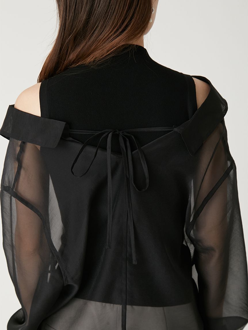 FRAY I.D「セミシアーシャツレイヤードニット」|ニット・セーター|