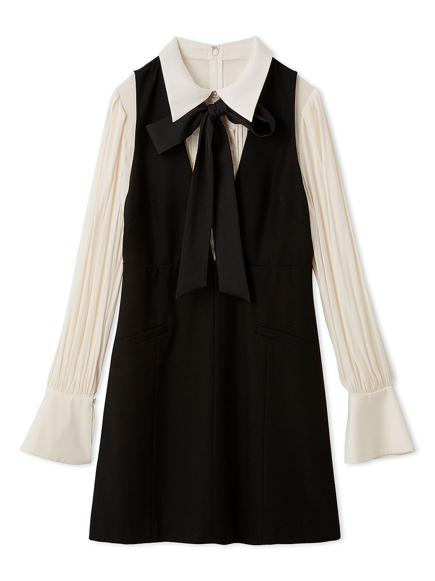 LILY BROWN「シャツドッキングミニワンピース」|ワンピース|BLK