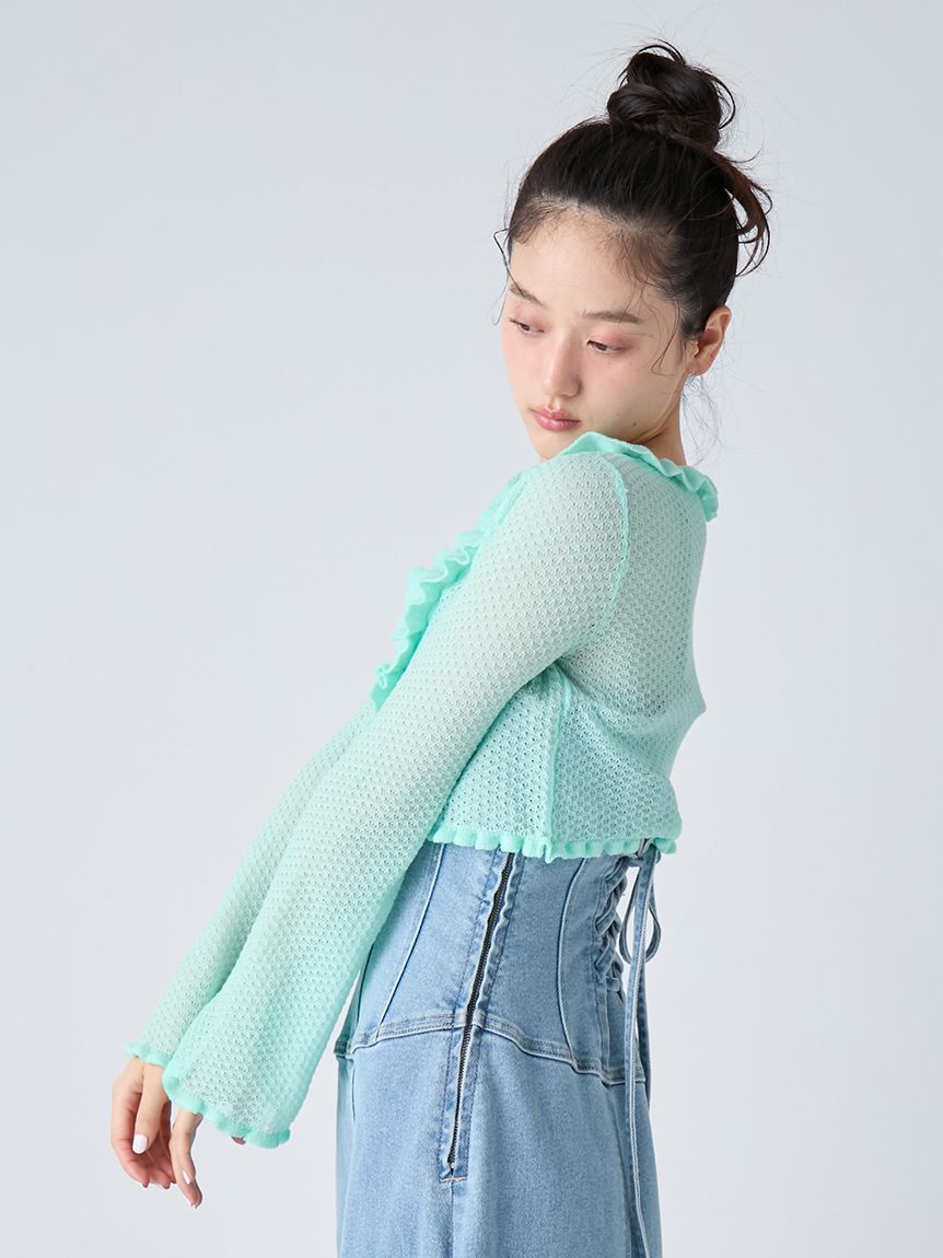 LILY BROWN「フリルニットカーディガン」|カーディガン|