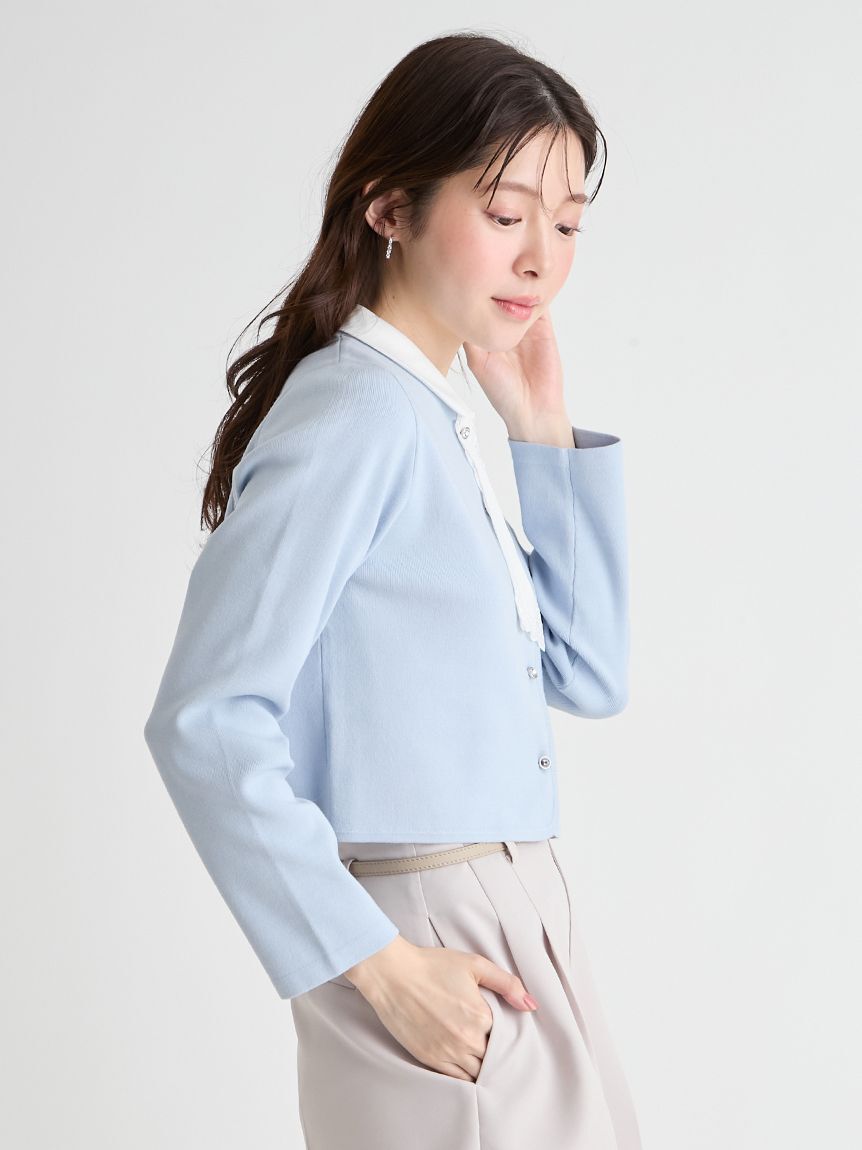 CELFORD「【UVカット】【洗える】刺繍ボウタイカーディガン」|カーディガン|