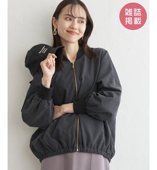 ikka「リブブルゾン」|ブルゾン・スタジャン|チャコール
