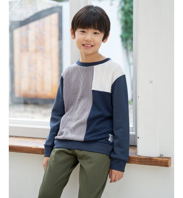 ikka kids「ニットソーブロックストレーナー（120~160cm）」|Tシャツ・カットソー|