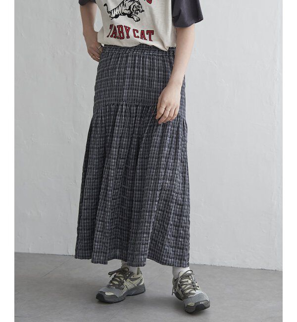 VENCE share style「ドビーチェック切り替えスカート」|スカート|