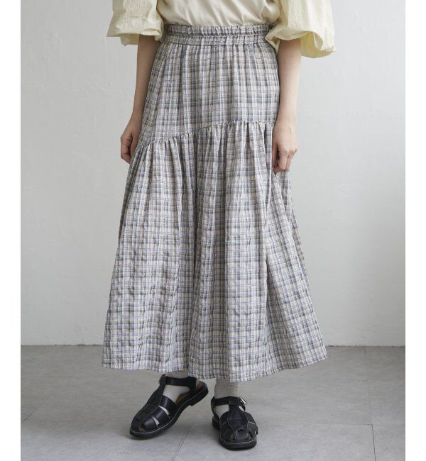 VENCE share style「ドビーチェック切り替えスカート」|スカート|