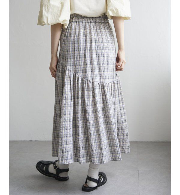 VENCE share style「ドビーチェック切り替えスカート」|スカート|