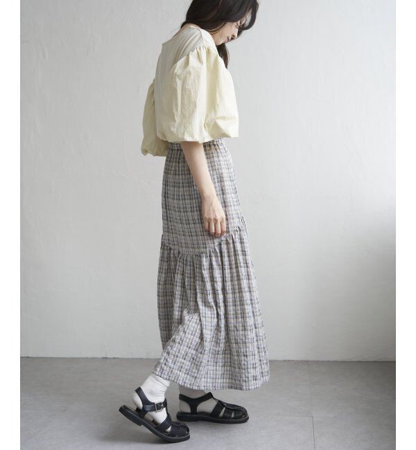 VENCE share style「ドビーチェック切り替えスカート」|スカート|