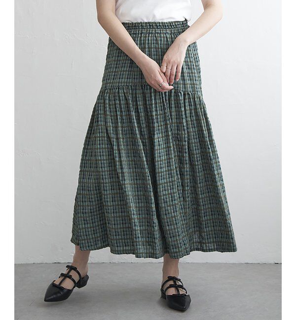 VENCE share style「ドビーチェック切り替えスカート」|スカート|