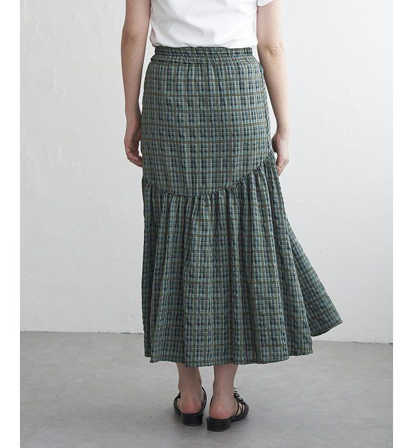 VENCE share style「ドビーチェック切り替えスカート」|スカート|