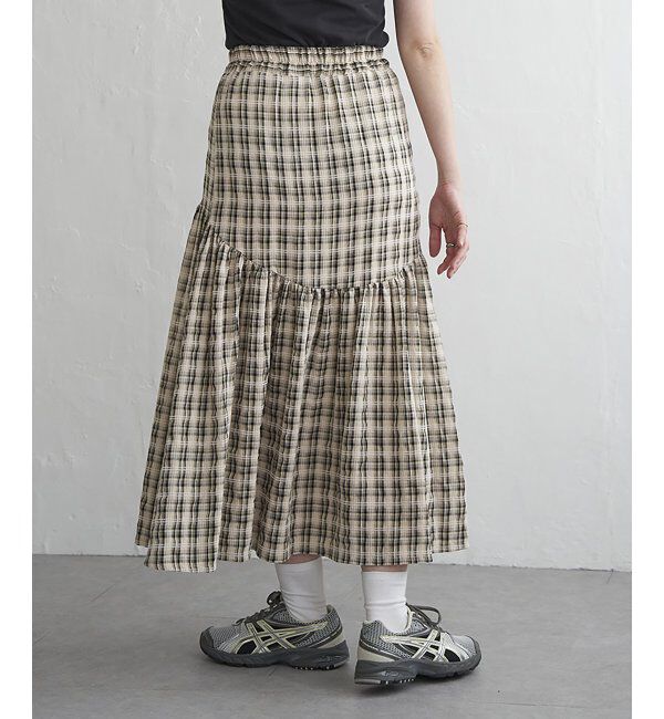 VENCE share style「ドビーチェック切り替えスカート」|スカート|