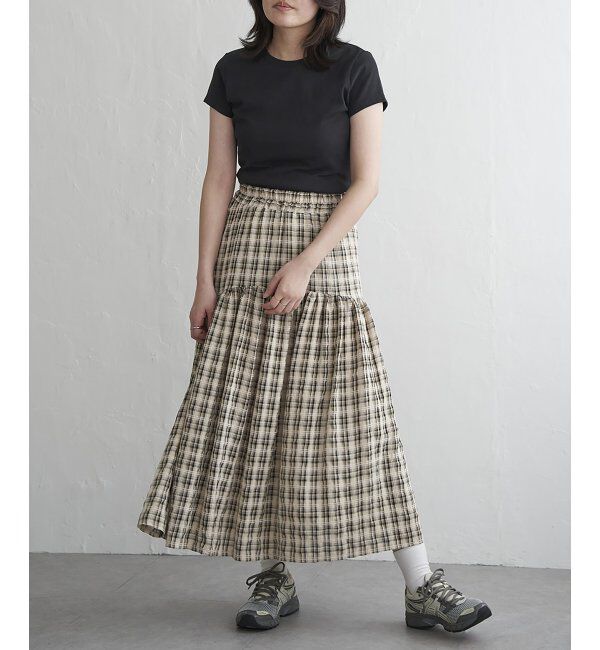 VENCE share style「ドビーチェック切り替えスカート」|スカート|