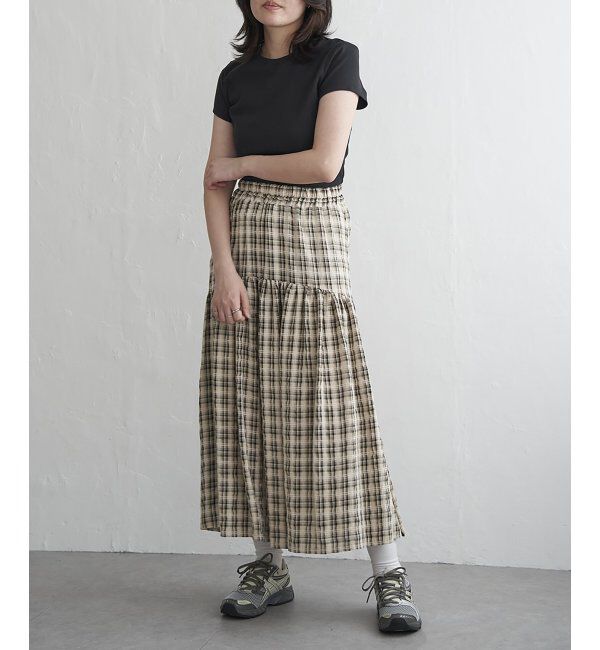 VENCE share style「ドビーチェック切り替えスカート」|スカート|