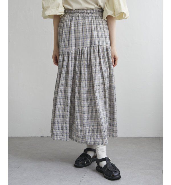 VENCE share style「ドビーチェック切り替えスカート」|スカート|