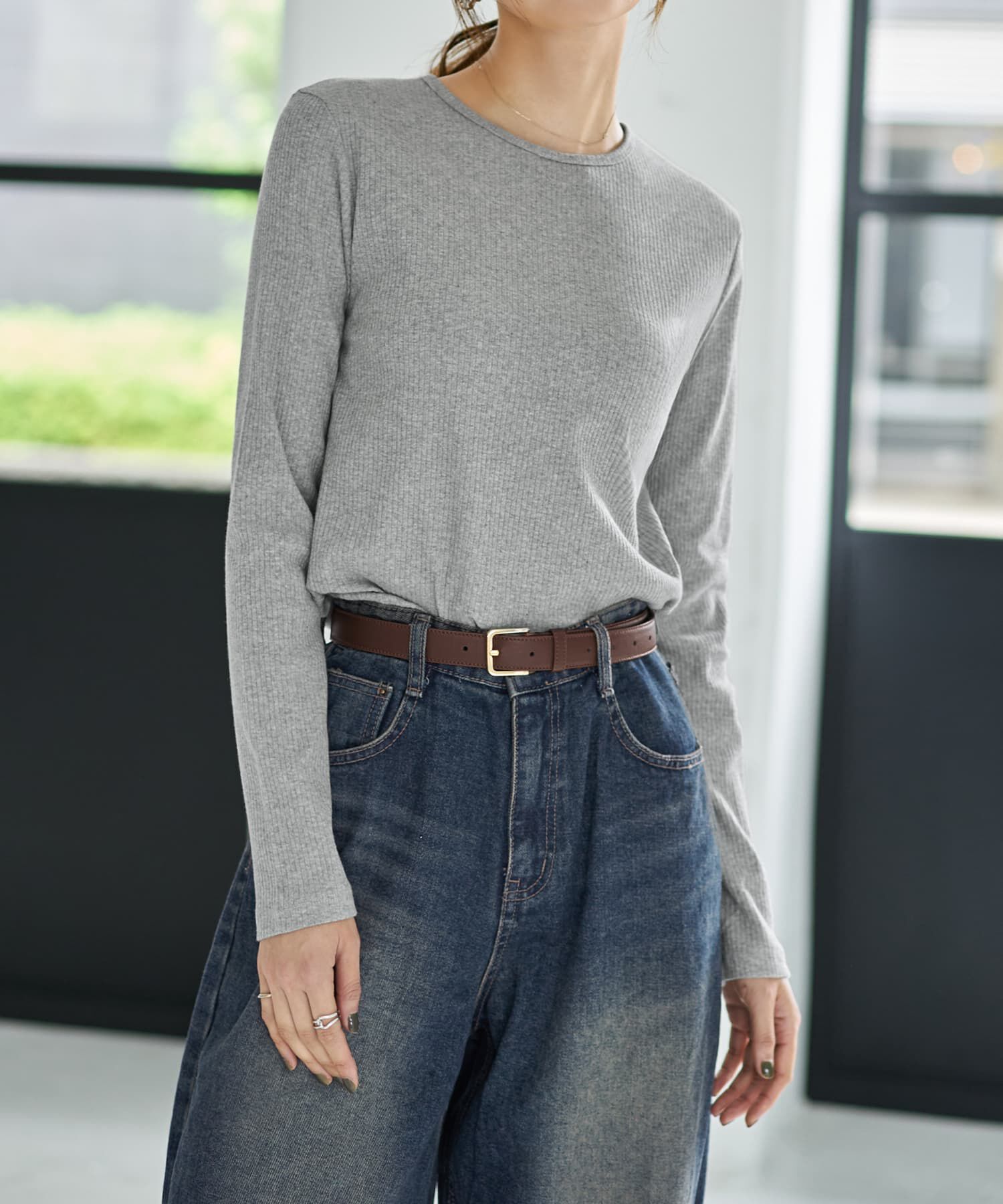 STYLE DELI「敏感肌対策◆中に着るコットンカットソートップス」|Tシャツ・カットソー|ライトグレー