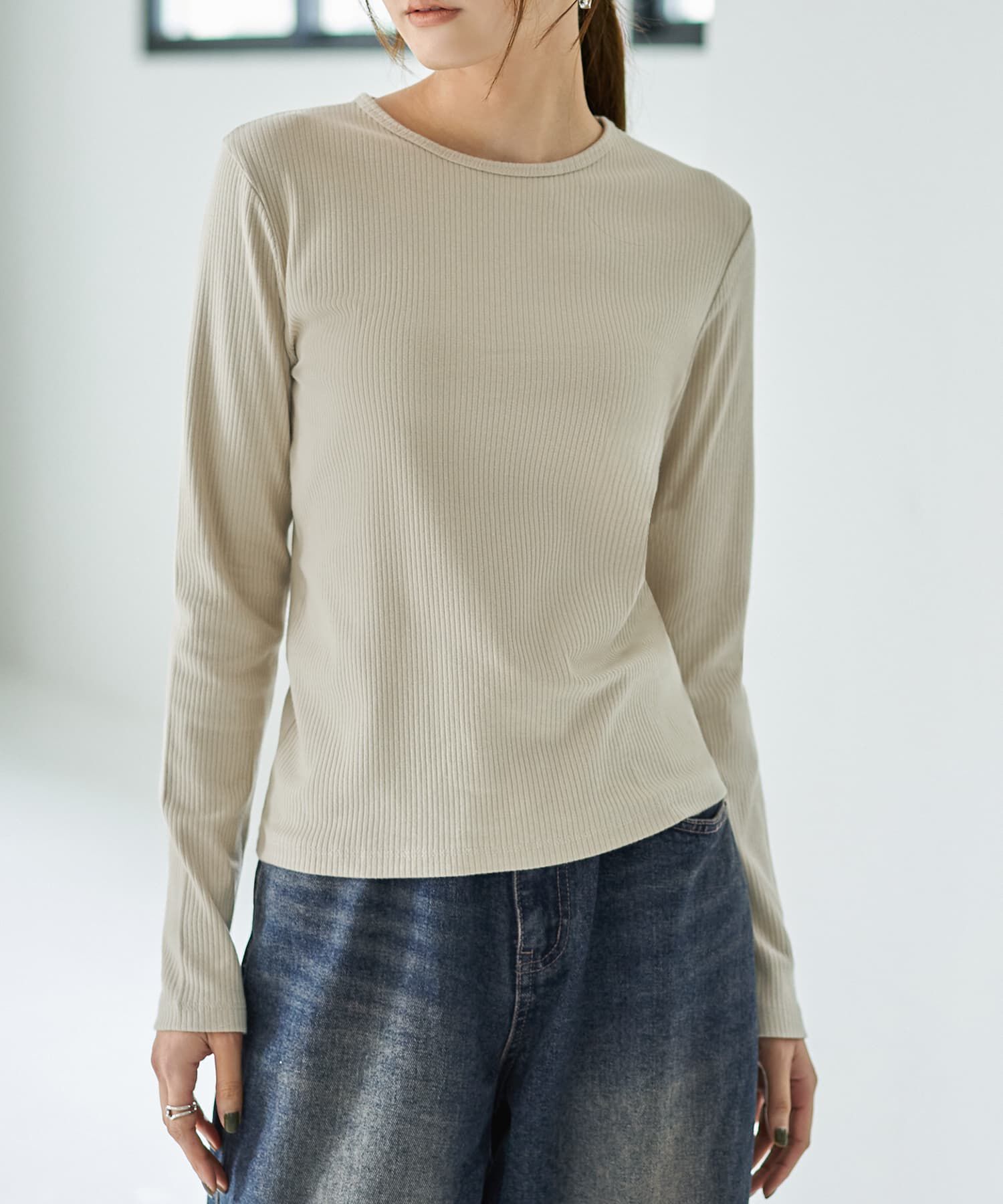 STYLE DELI「敏感肌対策◆中に着るコットンカットソートップス」|Tシャツ・カットソー|ベージュ