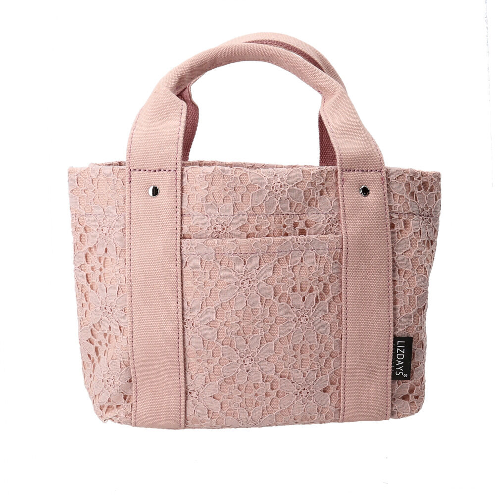 BACKYARD FAMILY「LIZDAYS リズデイズ トートバッグ lz-71610 通販 布 レース 小さめ かわいい」|トートバッグ|ピンク1