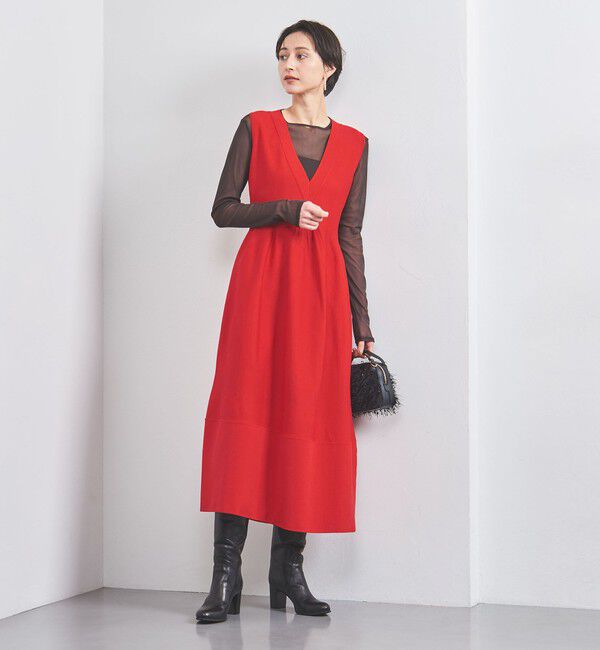 UNITED ARROWS「 コサージュ ニット ワンピース」|ワンピース|