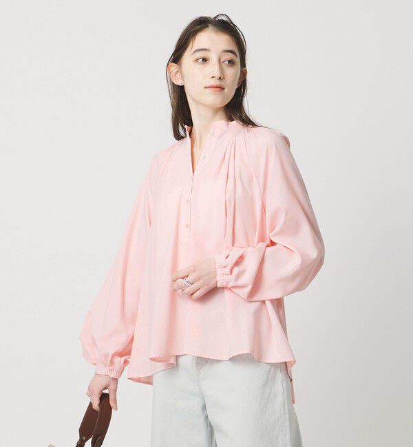 UNITED ARROWS「プリーツ ボリュームスリーブ ブラウス ‐ウォッシャブル‐」|シャツ・ブラウス|LT.PINK