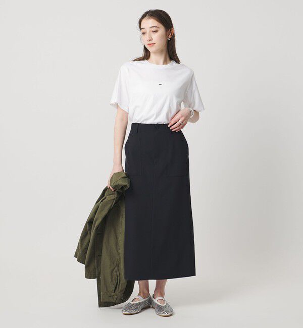 UNITED ARROWS「アセテートポリエステル ベイカースカート」|タイト|