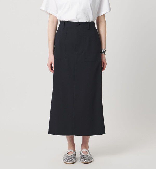 UNITED ARROWS「アセテートポリエステル ベイカースカート」|タイト|