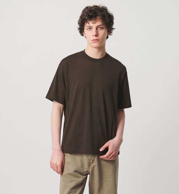 UNITED ARROWS「ウール マイクロボーダーTシャツ」|Tシャツ・カットソー|DK.BROWN