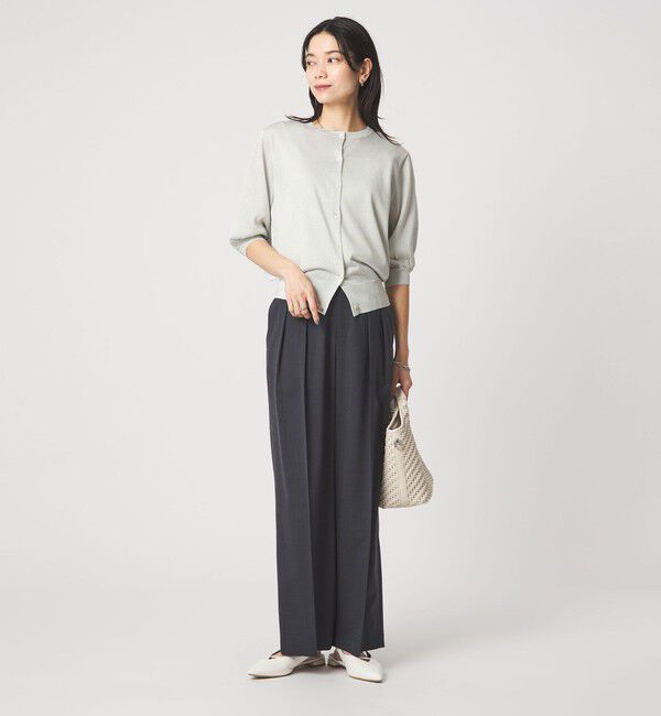 UNITED ARROWS green label relaxing「ラメ フォルム ハーフスリーブ ニット カーディガン ウォッシャブル」|カーディガン|