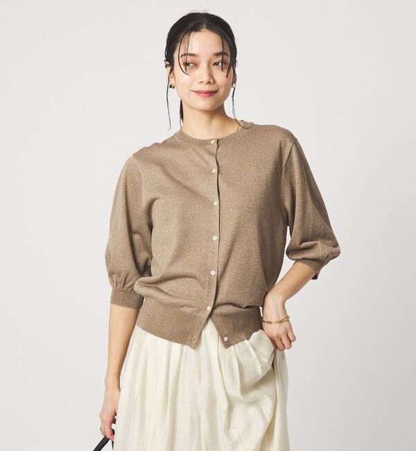 UNITED ARROWS green label relaxing「ラメ フォルム ハーフスリーブ ニット カーディガン ウォッシャブル」|カーディガン|